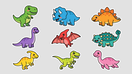 Collection of cute cartoon dinosaurs © Fcraw