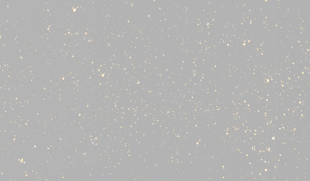 Golden glitter particles on gray  background, glowing sparkle dust split screen