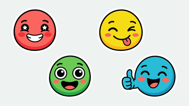 Colorful smiley faces with different expressions