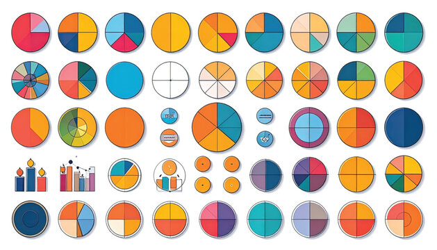 Colorful pie charts and graphs.