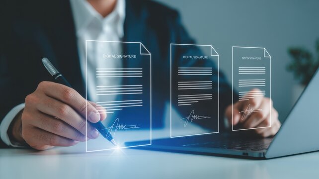 Digital signature documents with electronic approval and secure business contract authentication system