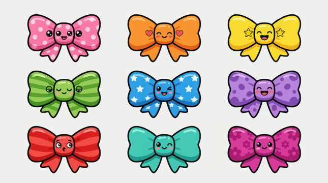 Cute bows with smiley faces