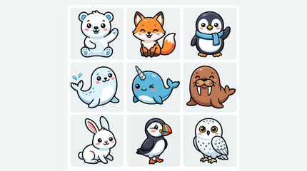 Cute arctic and forest animal illustrations © FulloPanjang