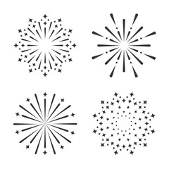 Obraz premium Set of fireworks explosion vector. Fireworks festival.