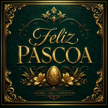 feliz p&aacute;scoa gold frame 