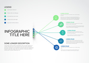 Obraz premium An editable business infographic template featuring five interconnected data points with colorful icons. This versatile infographic is perfect for presenting professional data points.