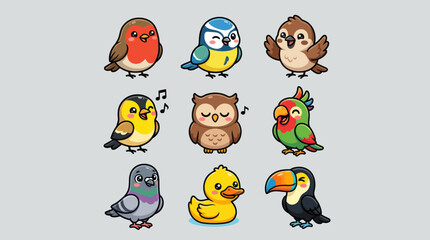 Cute cartoon birds collection © Geovani