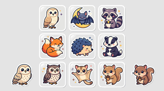 Cute cartoon forest animal illustrations