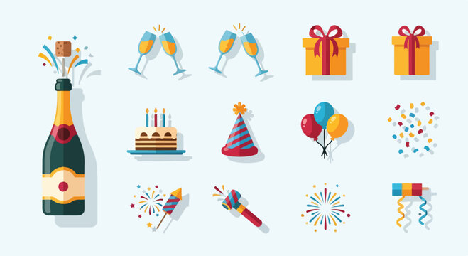 A colorful set of birthday icons and symbols (1)