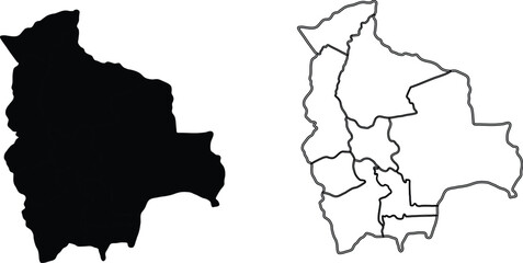 map of bolivia set bundle  . black silhouette. flat.  laser cut. circuit vinyl cut. commercial use © Shaheer