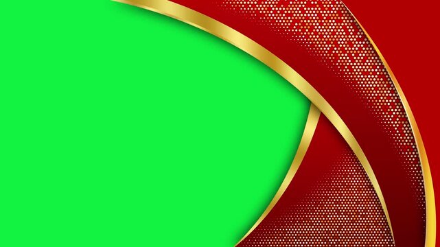 Luxury Red And Gold Abstract Curved Border Layer Graphics Frame With Chroma Key 4k video