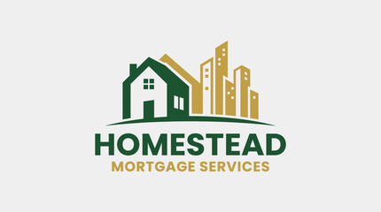 Fototapeta premium A logo featuring a house and buildings represents Homestead Mortgage Services