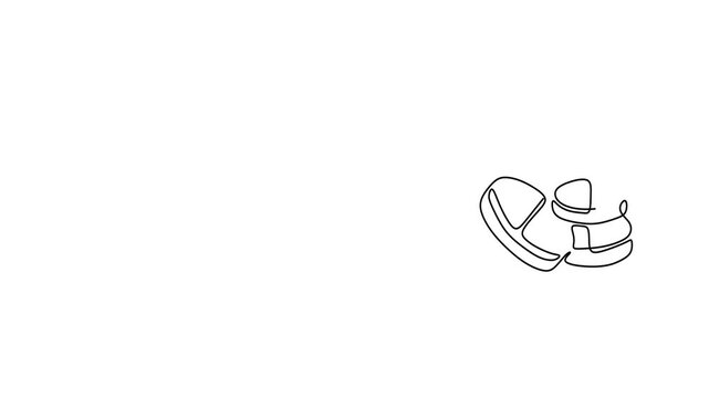 Animated self drawing of continuous line draw. contour heart for Pharmaceutical Capsule Tablets and Aspirins Medical Illustration. Full length one line animation. 4K	