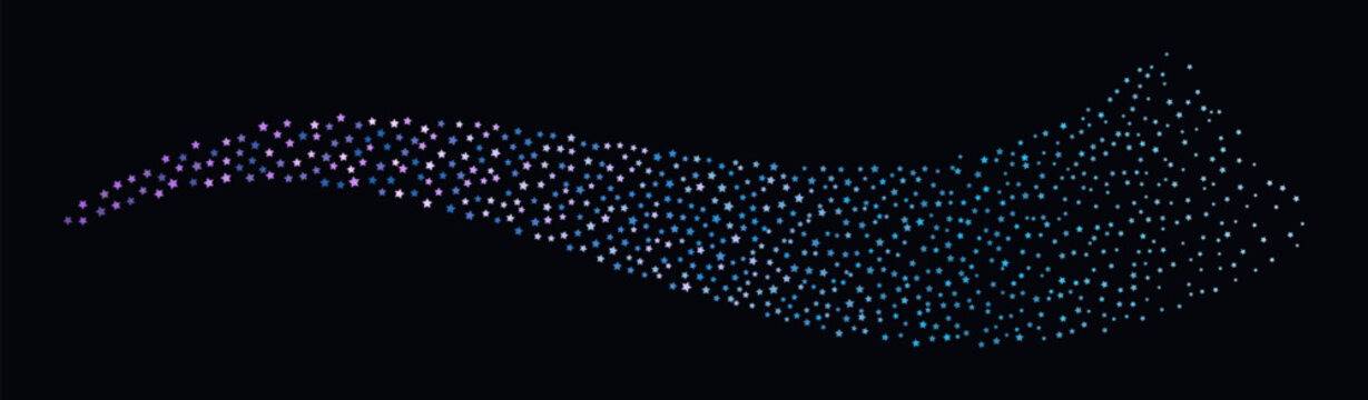 Scattered tiny stars arranged in a flowing wave formation across a dark background