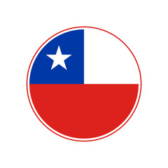 Fototapeta premium Chile flag icon. Circular emblem of the Chile flag with the ring-shaped edge
