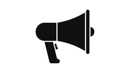 Black silhouette of a handheld megaphone on a white background silhouette © MdRakib