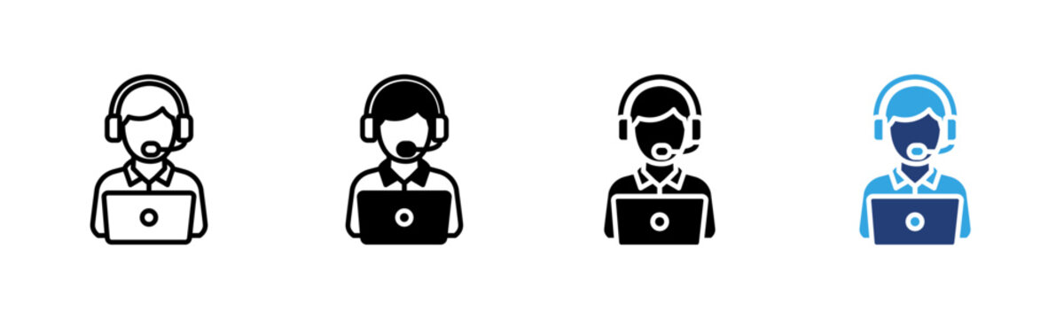 Customer Support icon set multiple style collection