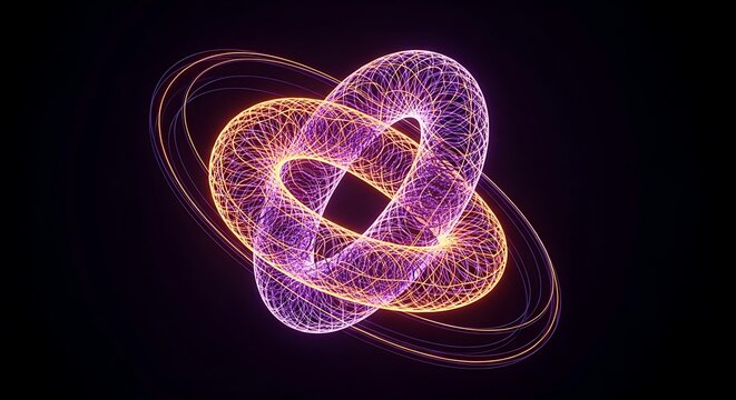 Vibrant purple and orange neon fractal.