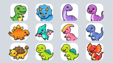Cute dinosaur collection icons © Kalimasada