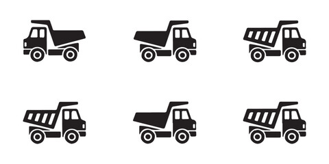 Dump truck icon set isolated on transparent background for construction and mining machinery vector design. © MSTGIRATUN