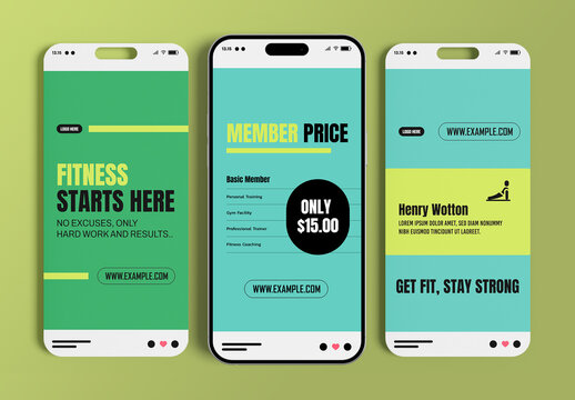 Fitness Social Media Post Template Set