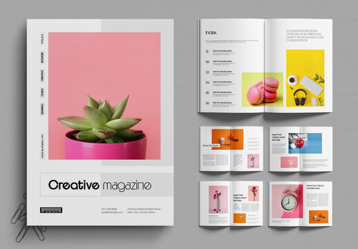 Minimal Creative Magazine Template Design with Modern Editorial Layout