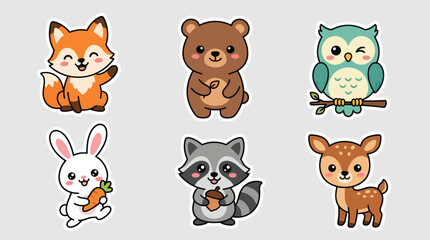 Obraz premium Cute forest animals collection