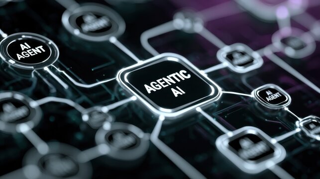 Network of connections showing different AI agents and their roles in a complex system of artificial intelligence