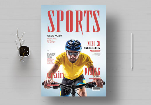 Sports Magazine Cover Template Design Layout