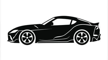 Fototapeta premium Sleek Black Sports Car Silhouette Side View.