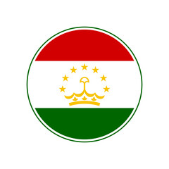 Obraz premium Tajikistan flag icon. Circular emblem of the Tajikistan flag with the ring-shaped edge