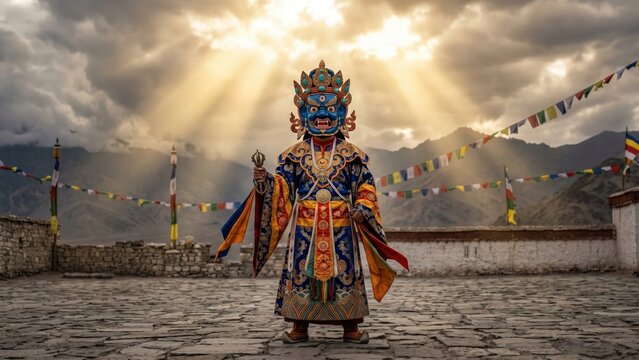 Spiritual Cham Dance Festival with Divine Sky Background