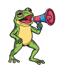 Fototapeta premium frog talking using megaphone illustration
