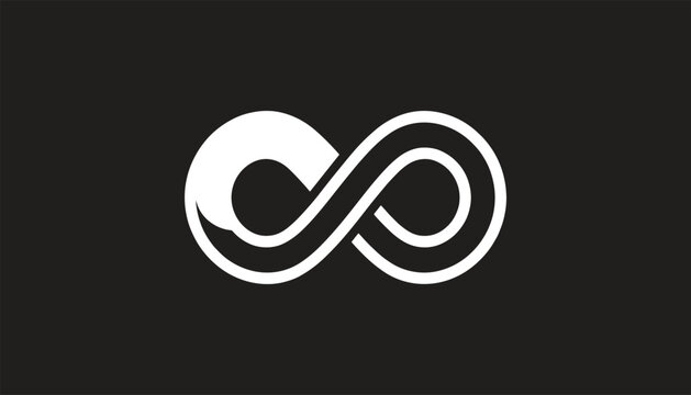 Minimalist infinity symbol icon on dark background