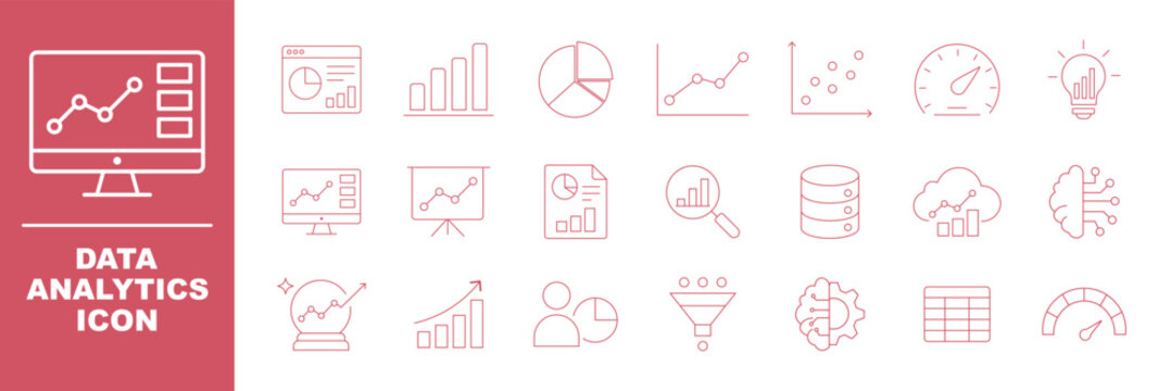 Graph and Charts web icons in line style. Graphics, infographic, statistics, data, diagrams, economy reduction, finance, arrow, business, increase, decrease. data analytics Editable stroke. Vector
