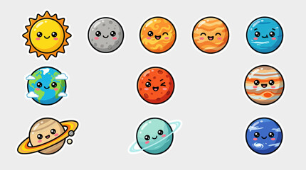 Cute cartoon solar system planets collection © Insto