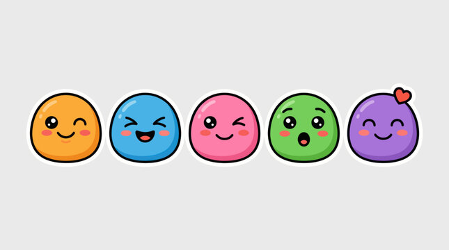 Cute emoticon characters row