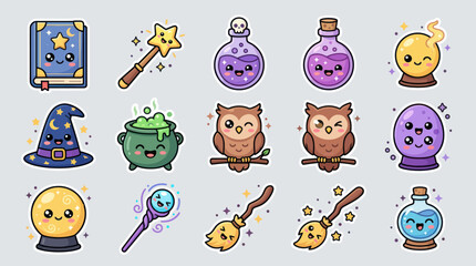 Cute kawaii magic and fantasy icons © Miko