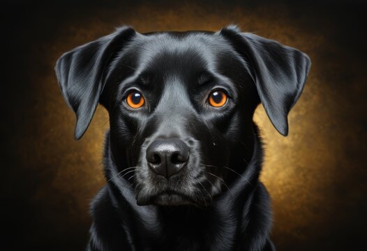 Close-up of a black Labrador Retriever; Portrait of a black Labrador Retriever
