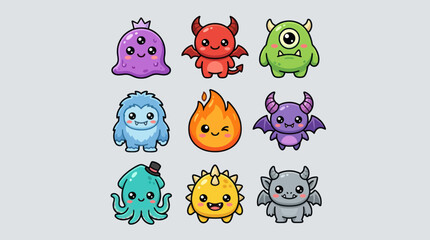 Cute kawaii monsters and creatures collection © Miko