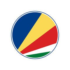 Fototapeta premium Seychelles flag icon. Circular emblem of the Seychelles flag with the ring-shaped edge