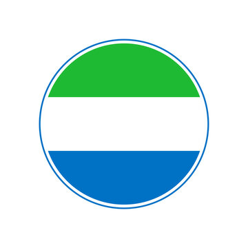 Sierra Leone flag icon. Circular emblem of the Sierra Leone flag with the ring-shaped edge