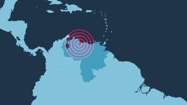 Venezuela Earthquake Concept with Map Zoom, Seismic Waves and Copy Space
