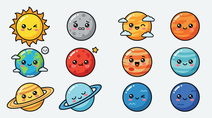 Cute celestial bodies with faces © Iyan