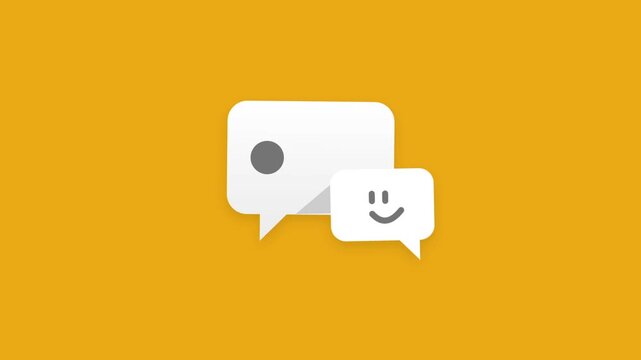 Animated chat bubbles with smiley faces on orange background