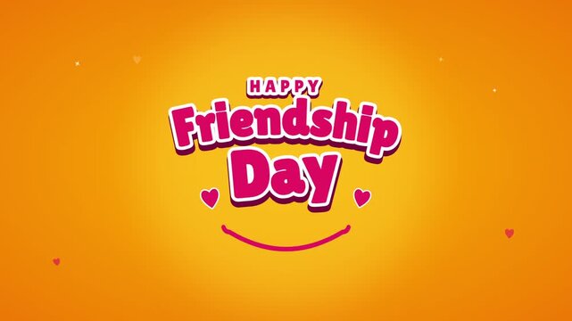 Happy friendship day text on gradient background with hearts
