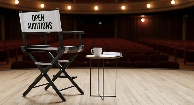 Director Chair on Theater Stage for Auditions.