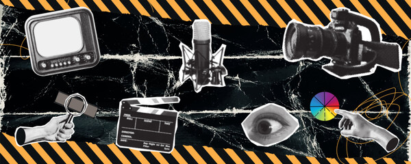 Video Production Stages Collage From Idea to Post Production © kasheev