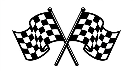 Championship crossed checkered flags racing vector symbol isolated on white © Md