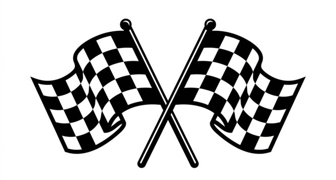 Championship crossed checkered flags racing vector symbol isolated on white